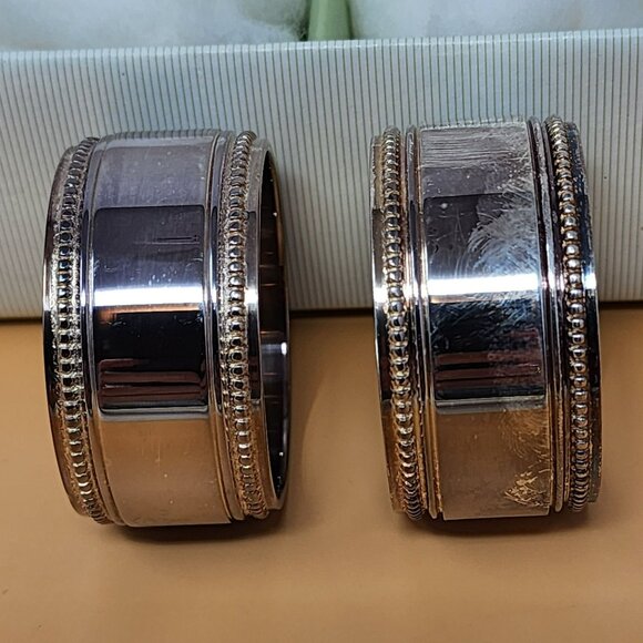 William-Sonoma Hotel Silver Napkin Rings Set Of 4 Silver-Plated Beaded Style - Picture 3 of 13